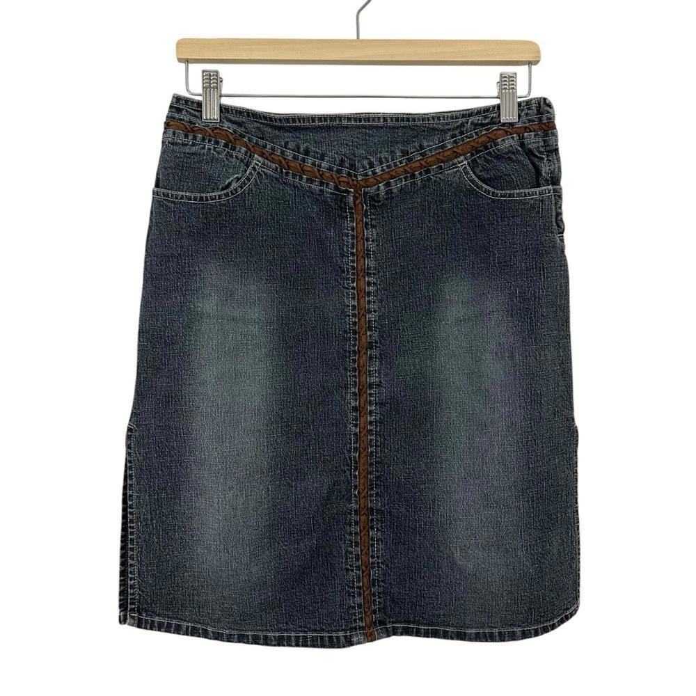 Squeeze By Stephen Hardy Women’s Y2K Denim Skirt Ribbon Insert Size 9/10
